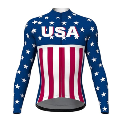 USA Flag Mens Red White And Blue Cycling Short Sleeve Jersey, Men's Patriotic Cycling Jerseys CZ0081