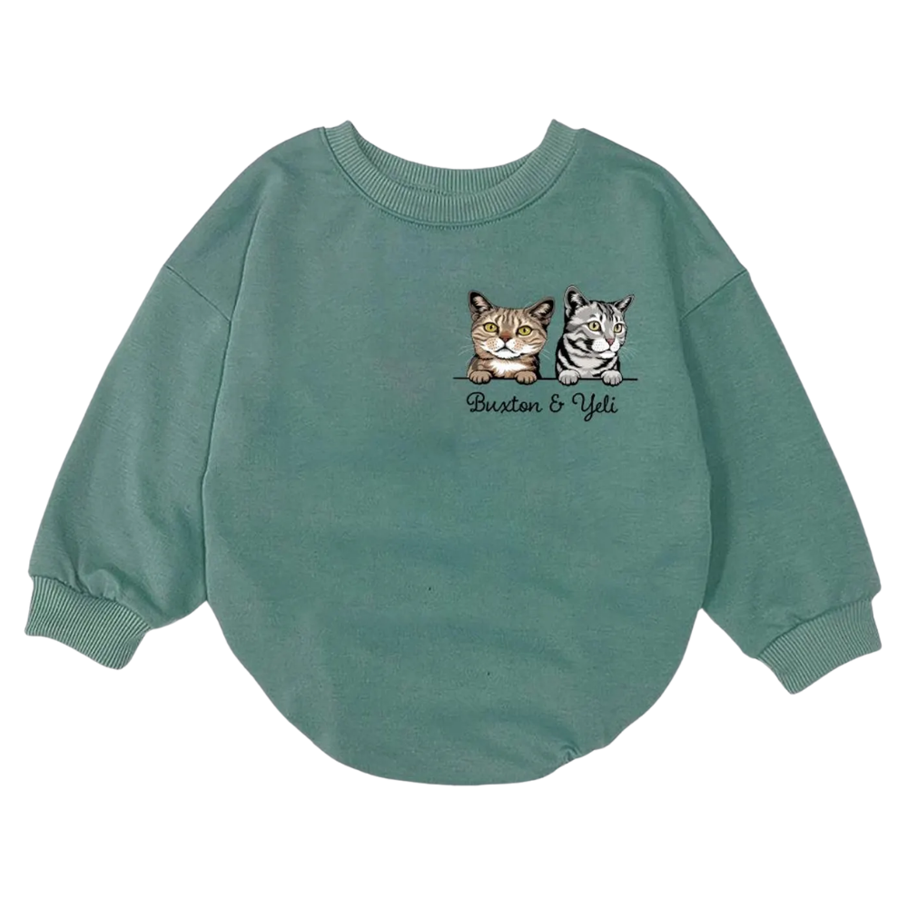 Personalized Cat Name Baby Romper Sweatshirt, Custom Baby Romper Sweatshirt With Pet Name BB0106