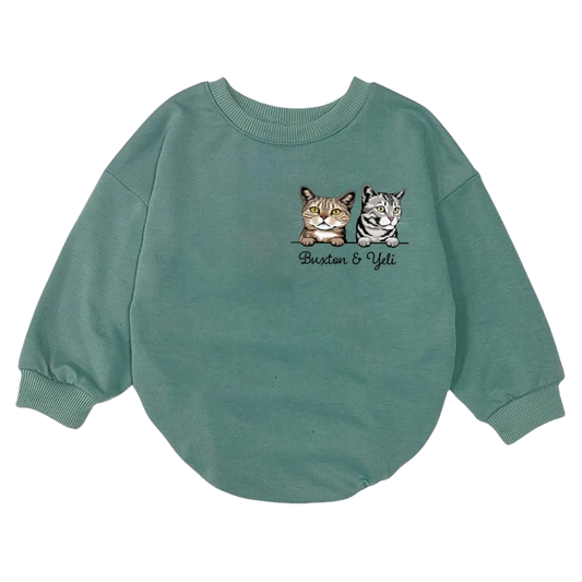 Personalized Cat Name Baby Romper Sweatshirt, Custom Baby Romper Sweatshirt With Pet Name BB0106
