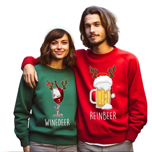 Winder And Reindeer Matching Sweatshirt For His And Her, Couple Christmas Sweatshirts ET1348