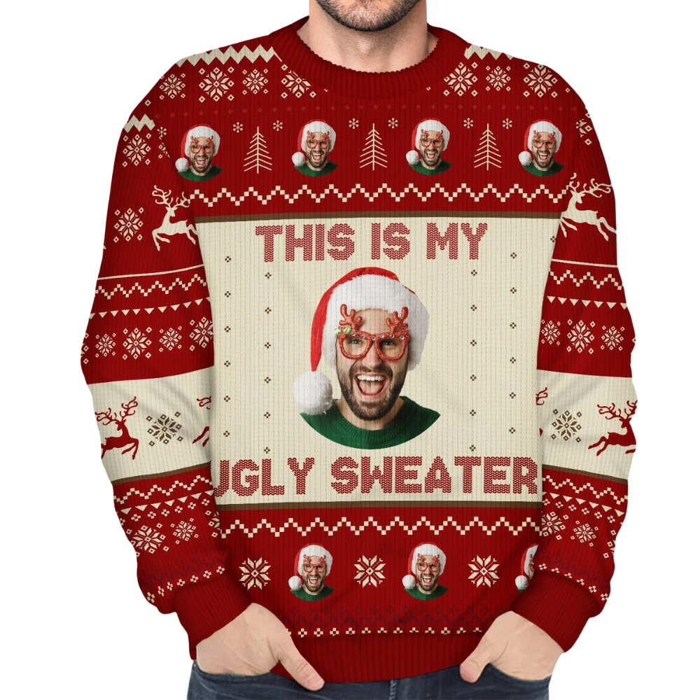 This Is My Ugly Sweater Custom Faces Christmas Ugly Sweater, Custom Funny Christmas Sweatshirt 2D1211