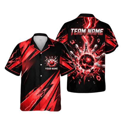 Green Thunder Custom Mens Bowling Hawaiian Shirt, Custom Team Thunder Bowling Shirt BE0277