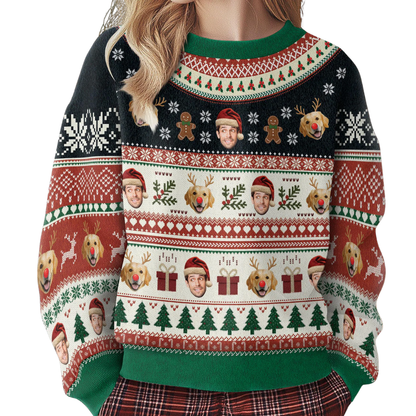 Custom Family Faces Christmas Ugly Sweater, Personalized Photo Ugly Christmas Sweatshirt 2D1297
