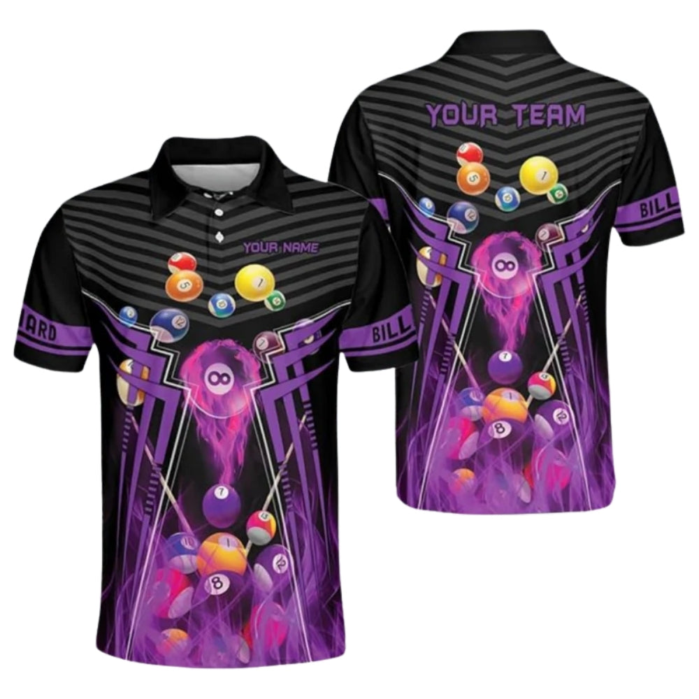 Custom Team Black And Red Billiard Men Polo Shirts, Custom Pool Billiard Shirts For Team BIZ0160