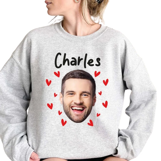 Custom Photo Hearts Sweatshirt, Custom Valentine Sweatshirt For Couple 2D0822