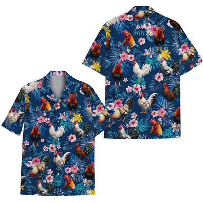 Floral Chicken Hawaiian Shirt For Men Women, Tropical Chicken Lover Hawaiian Shirt HE0473