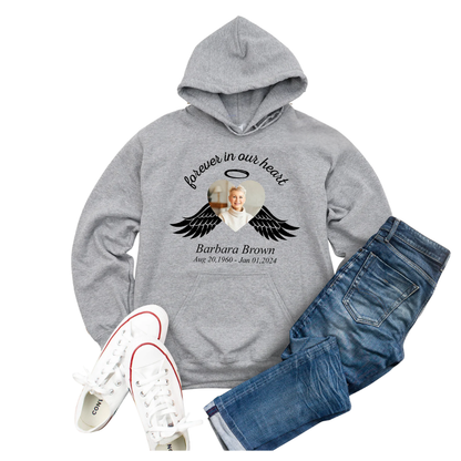 Forever In Our Heart Custom Photo Family Sweatshirt, Personalized Memorial Family Sweatshirts ET1387