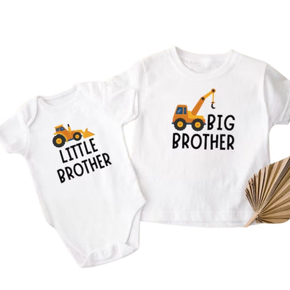 Big Brother Little Brother Construction Matching T Shirt, Construction Sibling Matching Shirts ET1016