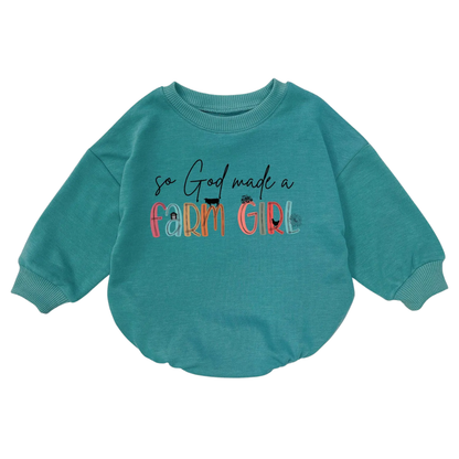 So God Made A Farm Girl Baby Romper Sweatshirt, Farm Lover Romper Sweatshirt For Baby Girl BB0717