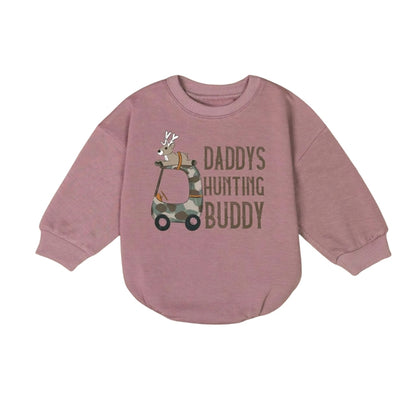 Daddy's Hunting Buddy Baby Romper Sweatshirt, Deer Hunting Baby Romper Sweatshirt BB0212