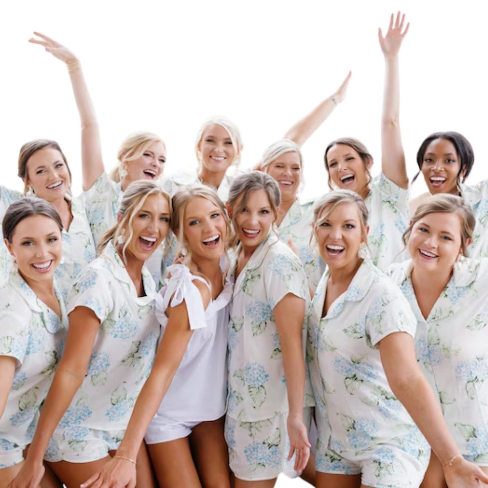 Hydrangea Bridesmaid Pajamas Set, Floral Bridesmaid Pajamas For Bridal Shower WD0184