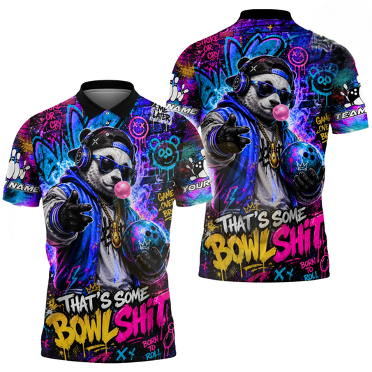 Custom Panda Graffiti Bowling Polo Shirt For Mens, Custom Panda Bowling Team Shirts BZ0552
