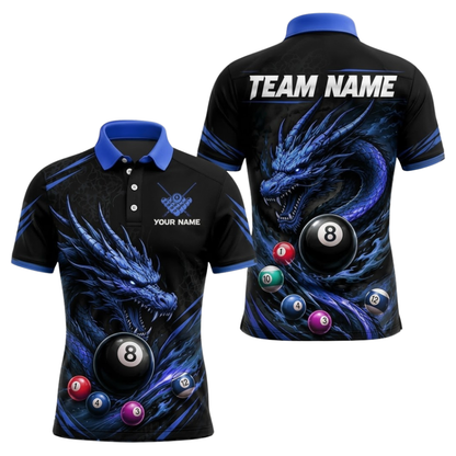 Custom Dragon Purple Polo Billiard Shirt For Men, Custom Dragon Billiard Team Shirt BIZ0333