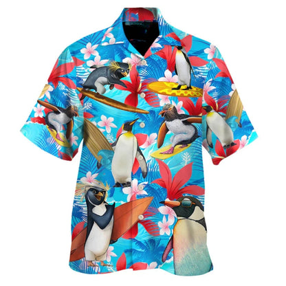 Tropical Penguin Hawaiian Shirt Men Women, Penguin Lover Hawaiian Shirts HE0415