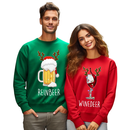 Winder And Reindeer Matching Sweatshirt For His And Her, Couple Christmas Sweatshirts ET1348