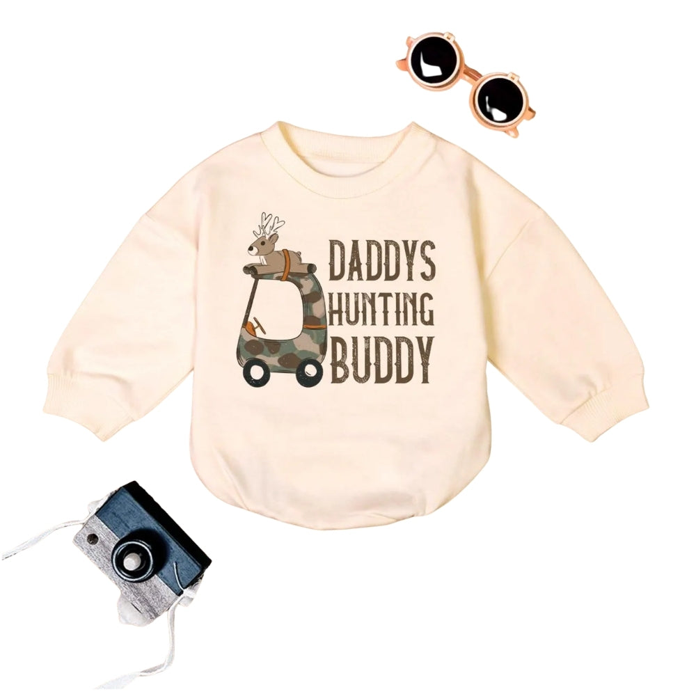 Daddy's Hunting Buddy Baby Romper Sweatshirt, Deer Hunting Baby Romper Sweatshirt BB0212