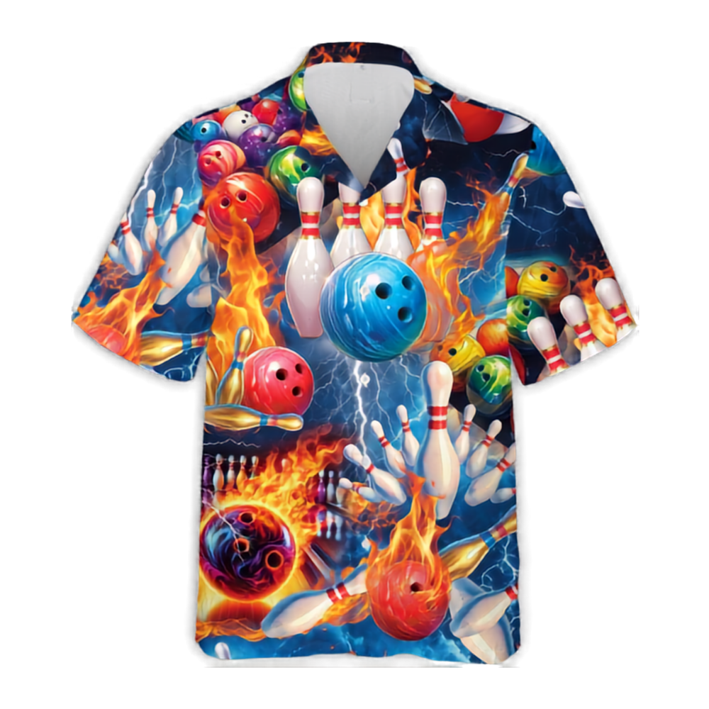 Flaming Bowling Hawaiian Shirt For Men And Women, Flame Bowling Hawaiian Shirts BE0213