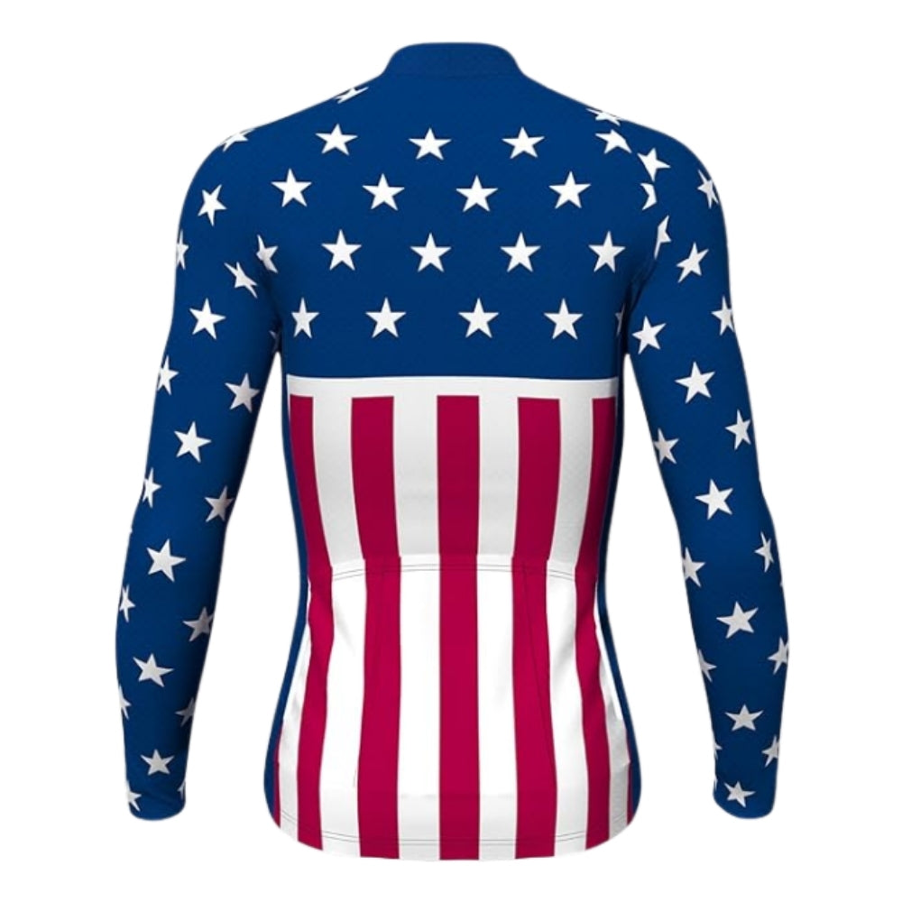 USA Flag Mens Red White And Blue Cycling Short Sleeve Jersey, Men's Patriotic Cycling Jerseys CZ0081