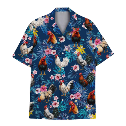 Floral Chicken Hawaiian Shirt For Men Women, Tropical Chicken Lover Hawaiian Shirt HE0473