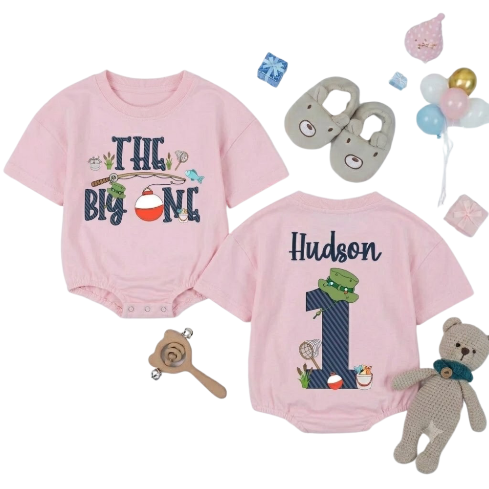 Personalized The Big One Birthday Fishing Baby T Shirt Romper, Custom Fishing 1st Birthday Baby Romper BB0257