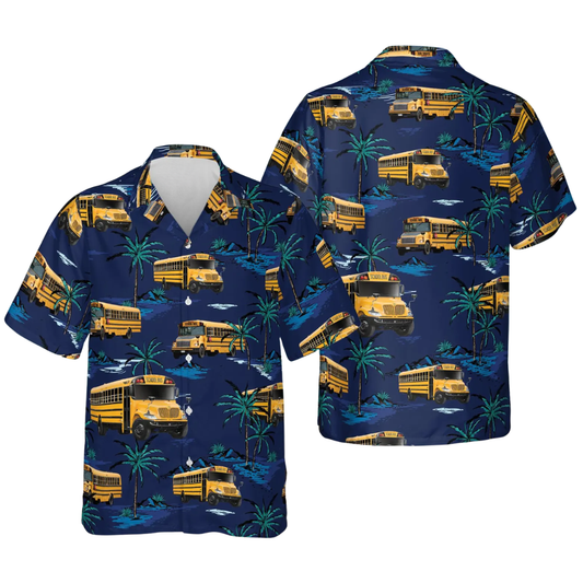 Tropical School Bus Hawaiian Shirt Men Women, School Bus Hawaiian Shirt For Driver Team HE0265