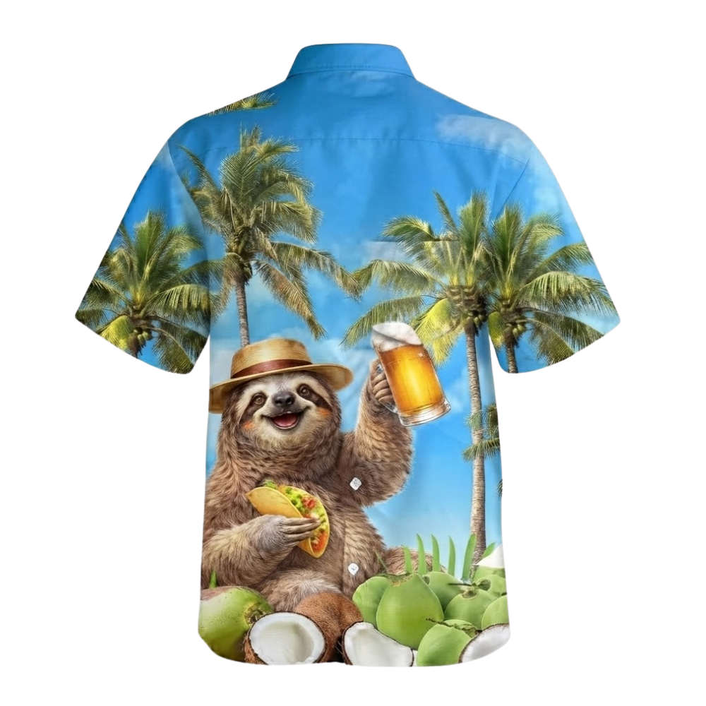 Sloth And Beer Tropical Beach Hawaiian Shirt Men Women, Sloth Lover Hawaiian Shirt With Pocket HE0535