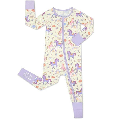 Unicorn Purple Baby Convertible Zippy Romper, Unicorn Baby Romper Convertible BB0370