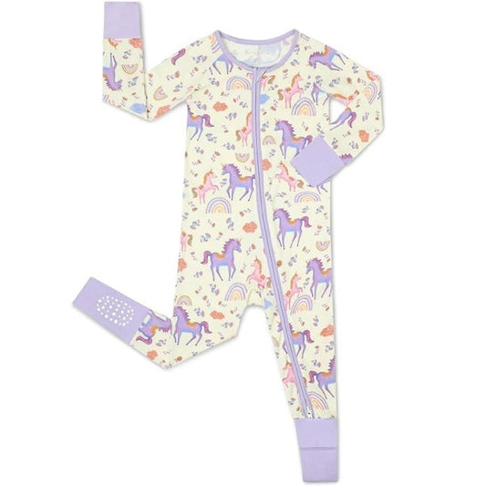 Unicorn Purple Baby Convertible Zippy Romper, Unicorn Baby Romper Convertible BB0370