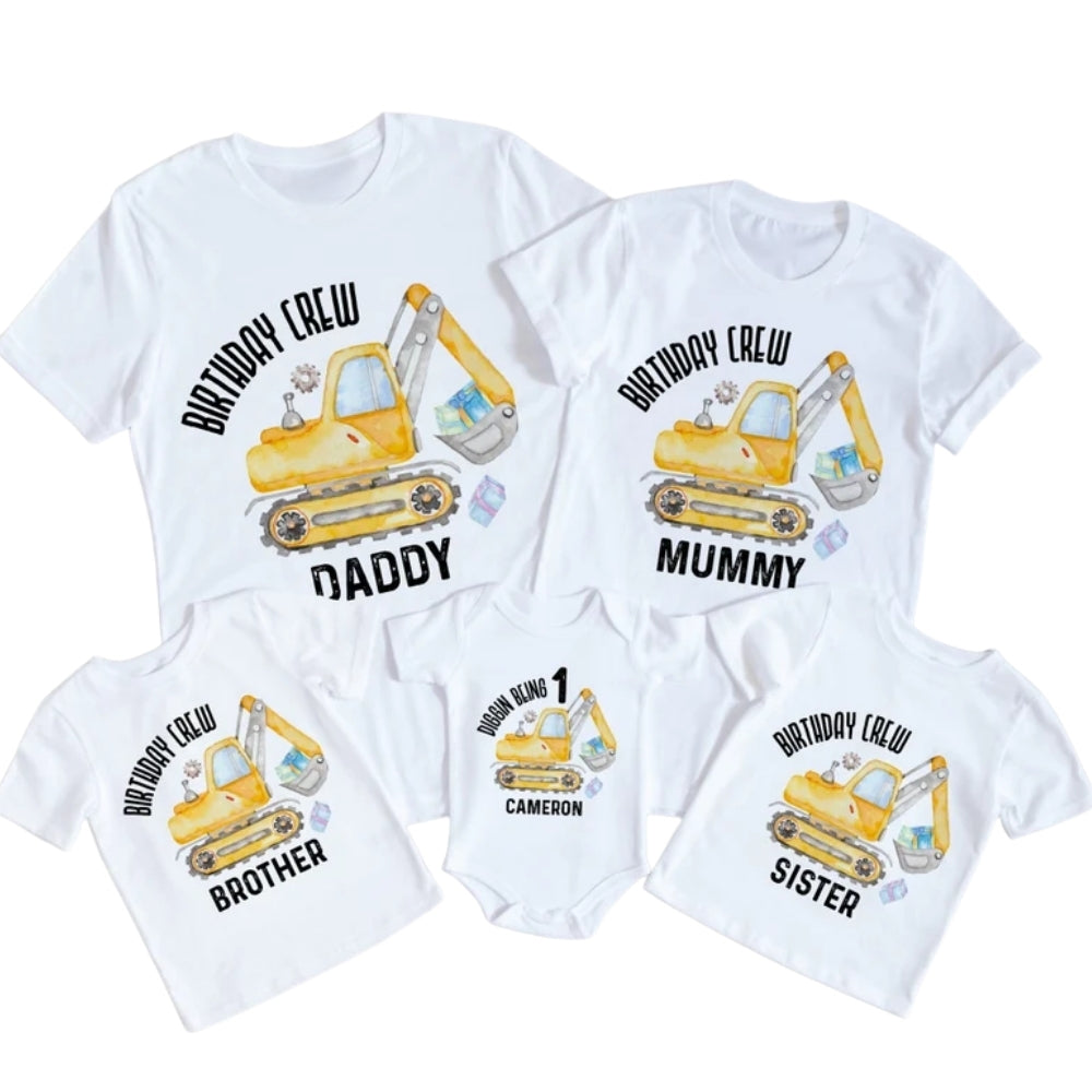 Deggin Being One Custom Construction Birthday Matching Family T Shirts, Custom Birthday Family Matching Shirt ET0779