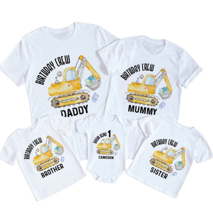 Deggin Being One Custom Construction Birthday Matching Family T Shirts, Custom Birthday Family Matching Shirt ET0779
