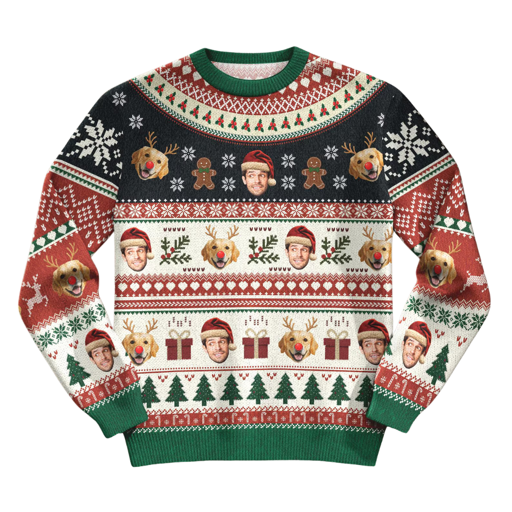 Custom Family Faces Christmas Ugly Sweater, Personalized Photo Ugly Christmas Sweatshirt 2D1297