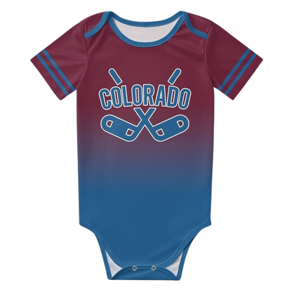 Custom Name And Number Colorado Ice Hockey 3D Baby Bodysuit, Custom Baby Ice Hockey Lover Bodysuit BB0323