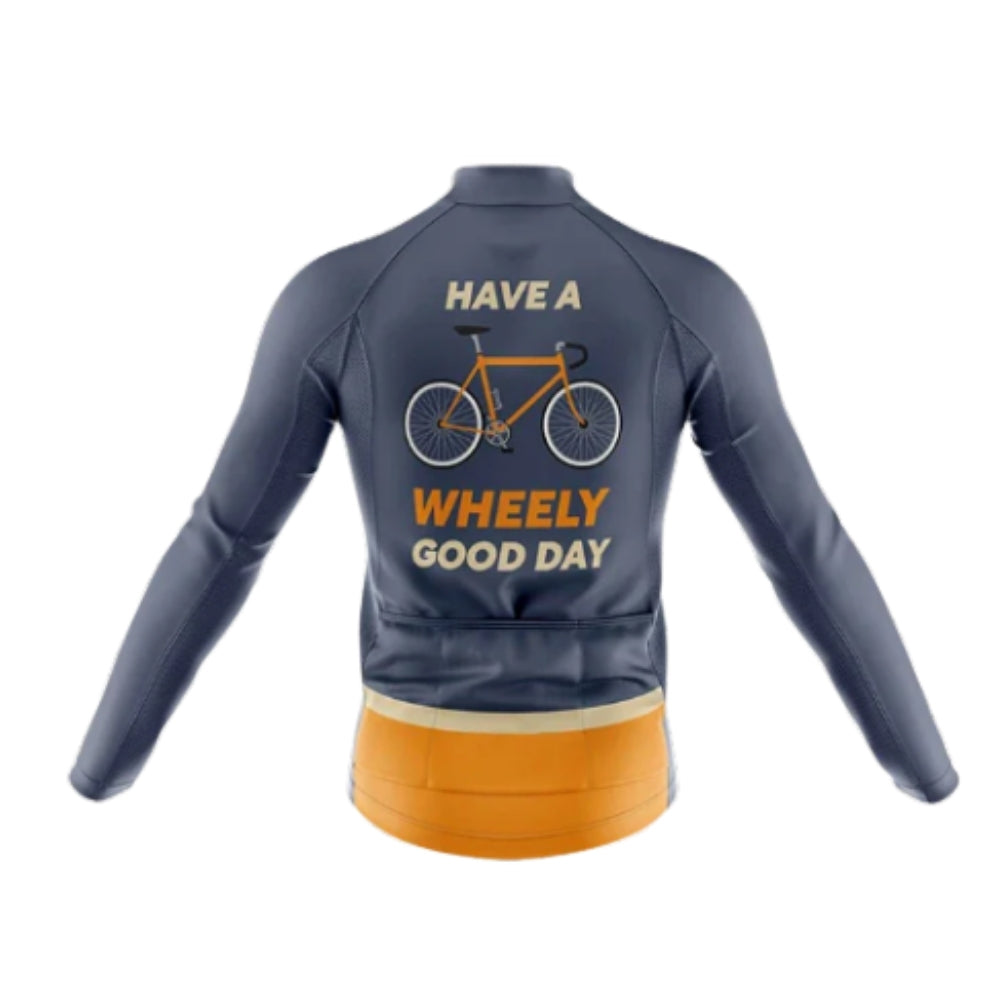 Have A Wheely Good Day Men's Cycling Long Sleeve Jersey, Funny Cycling Jersey For Men CG0731