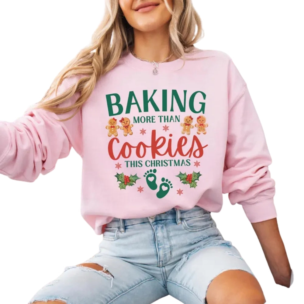 Baking More Than Cookies This Christmas Sweatshirt, Christmas Pregnancy Announcement Sweatshirt 2D0544