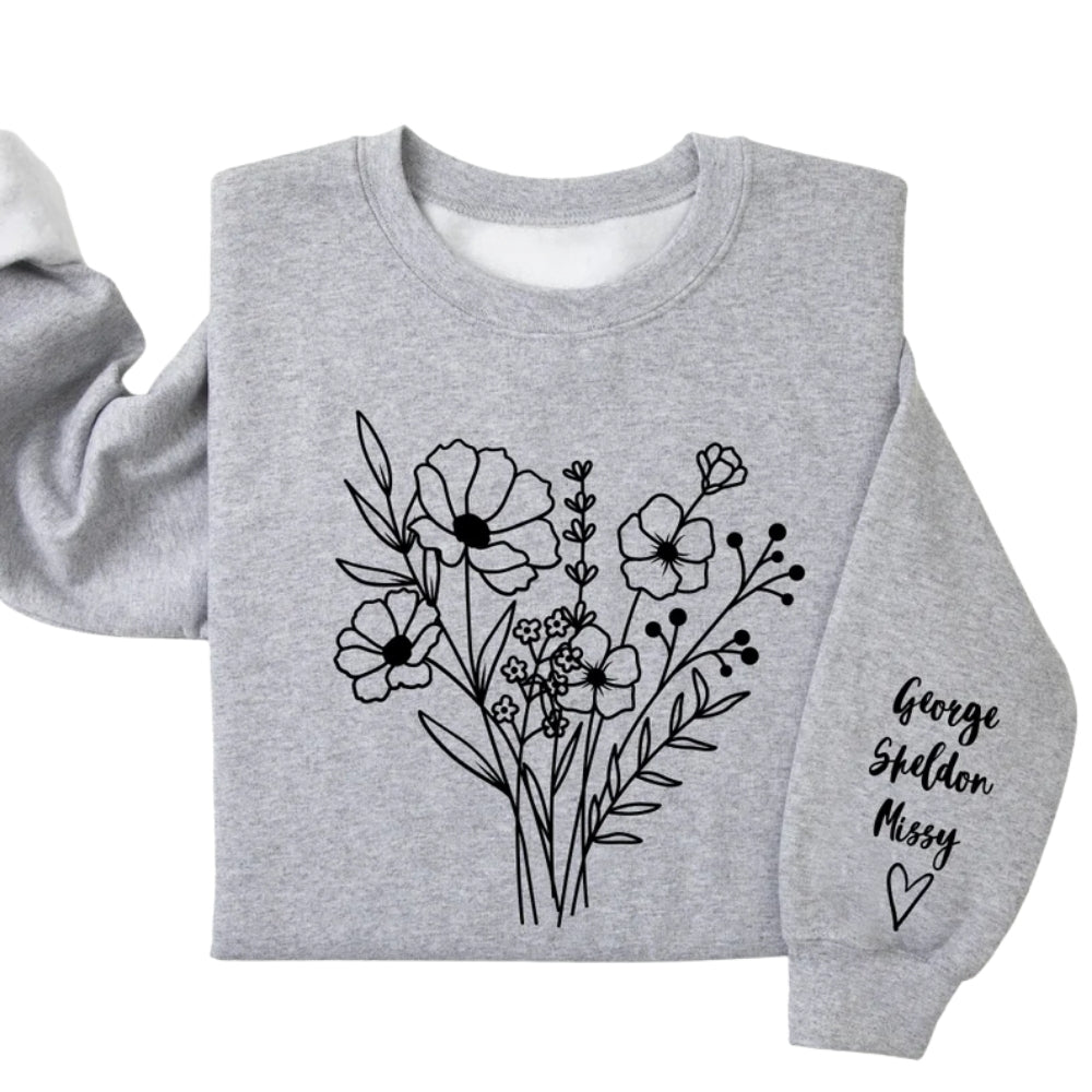 Custom Birth Month Flower Bouquet Sweatshirt,  Custom Wildflowers Sweatshirt For Grandma Mama Mother Day 2D0667