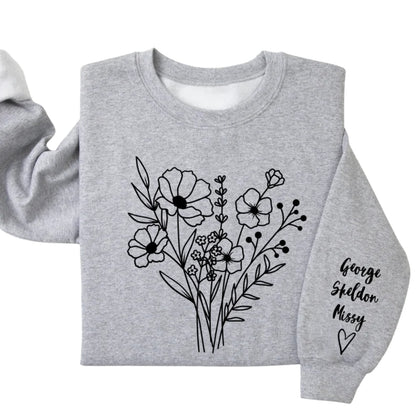 Custom Birth Month Flower Bouquet Sweatshirt,  Custom Wildflowers Sweatshirt For Grandma Mama Mother Day 2D0667