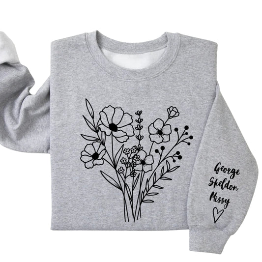 Custom Birth Month Flower Bouquet Sweatshirt,  Custom Wildflowers Sweatshirt For Grandma Mama Mother Day 2D0667