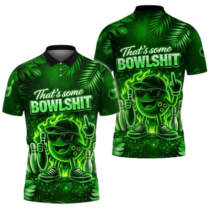 That's Some Bowl Sh!t Custom Funny Ball Neon Bowling Polo Shirt Men, Custom Funny Bowling Shirt Team BZ0929