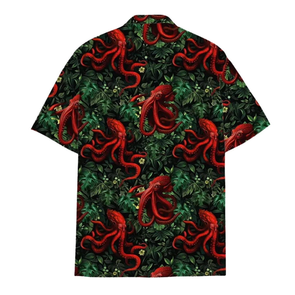 Red Octopus Tropical Hawaiian Shirt For Men, Octopus Lover Hawaiian Shirts HE0166