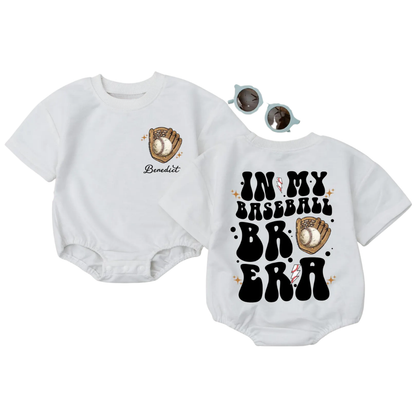 Personalized In My Baseball Bro Era Short Sleeve Baby Romper, Custom Baby Boy Baseball Romper BB0070