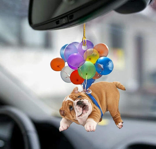 Bulldog Fly With Bubbles Car Hanging Ornament Dog Ornament Lasfour OO0778