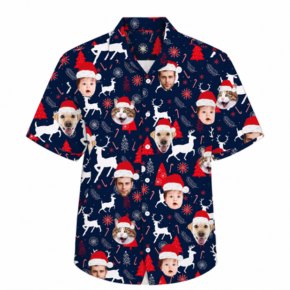 Christmas Custom Face Hawaiian Shirt For Men Women, Custom Photo Christmas Hawaiian Shirt HE0833