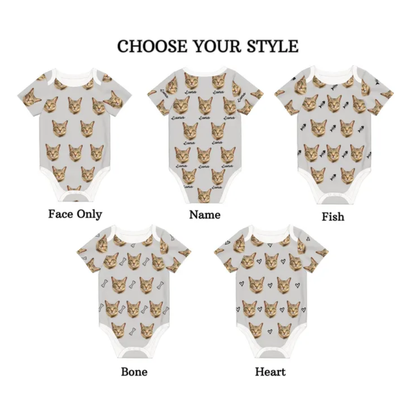 Custom Dog Photo Baby Bodysuit, Personalized Pet Faces Bodysuit Baby BB0738