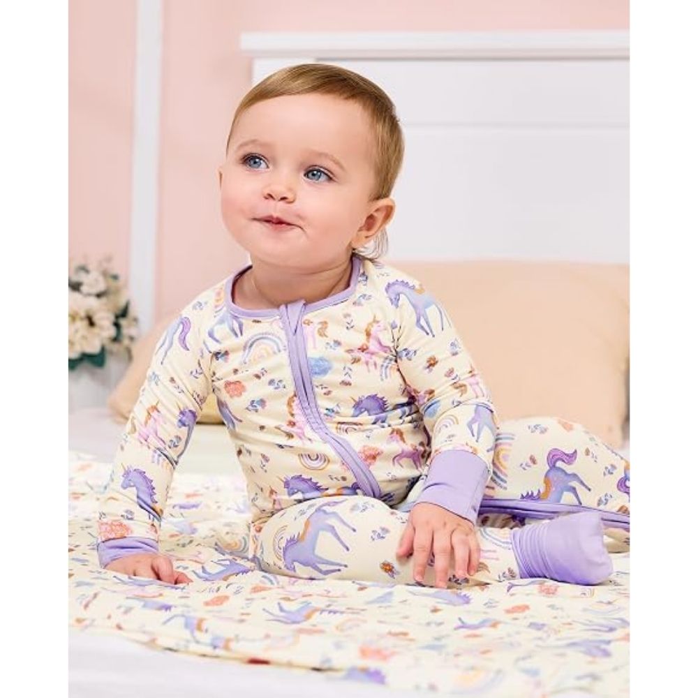 Unicorn Purple Baby Convertible Zippy Romper, Unicorn Baby Romper Convertible BB0370
