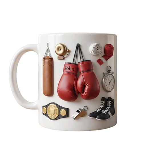 Personalized Boxing Glove 3D Printed Coffee Mug, Custom Boxing Mugs With Name ET0114