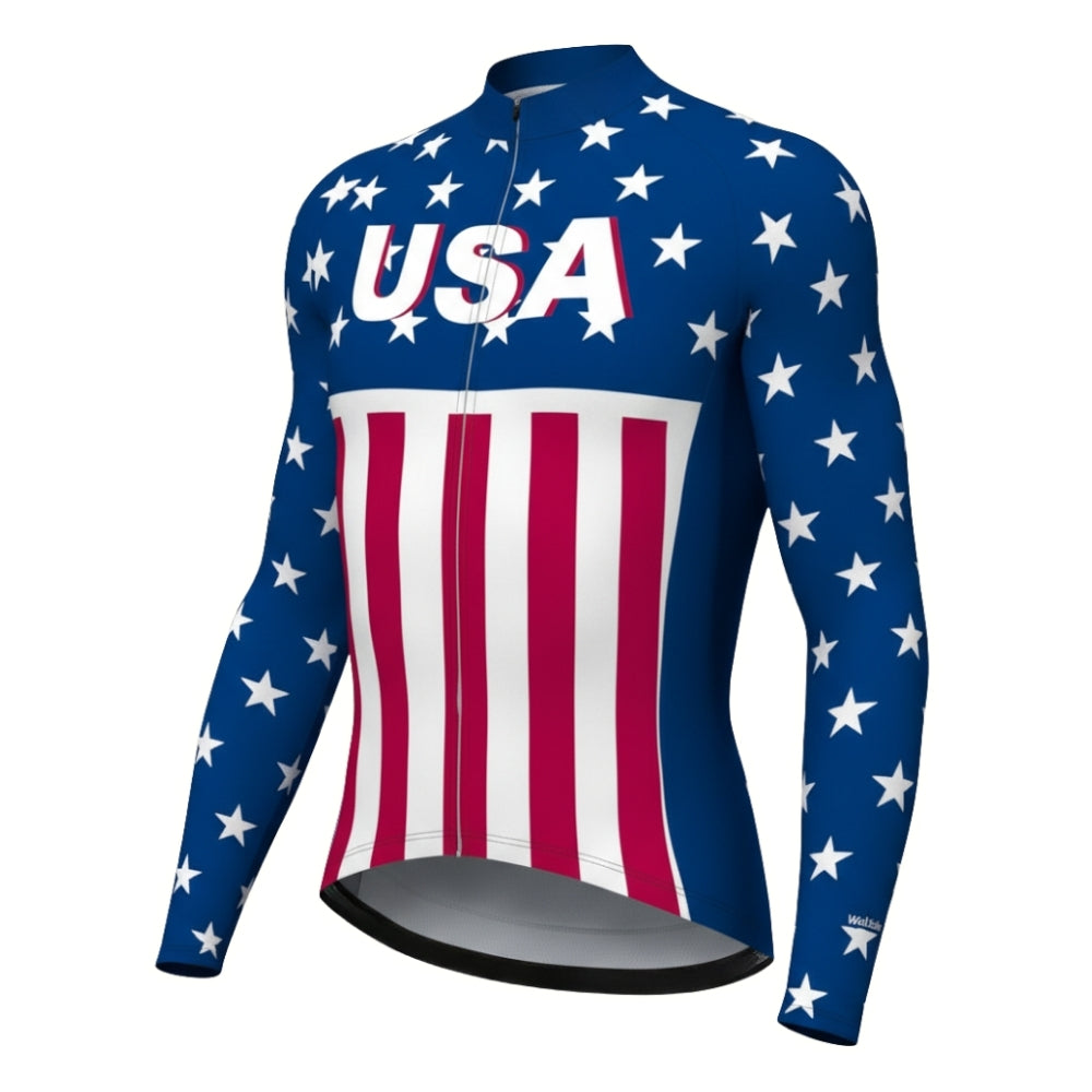 USA Flag Mens Red White And Blue Cycling Short Sleeve Jersey, Men's Patriotic Cycling Jerseys CZ0081