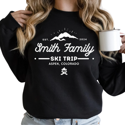 Personalized Ski Trip Family Matching Sweatshirt, Custom Ski Vacation Family Sweatshirts ET1292