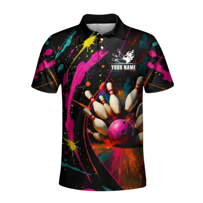 Custom Mens Colorful Bowling Polo Shirt For Mens, Custom Team Bowling Shirt Multicolor BZ0579