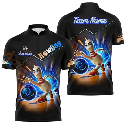 Custom Funny Pins Bowling Mens Jersey, Custom Team Bowling Shirt BZ0930