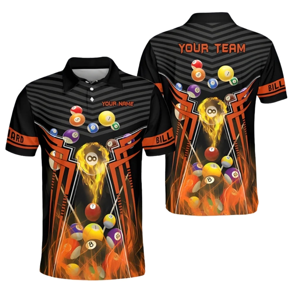 Custom Team Black And Red Billiard Men Polo Shirts, Custom Pool Billiard Shirts For Team BIZ0160